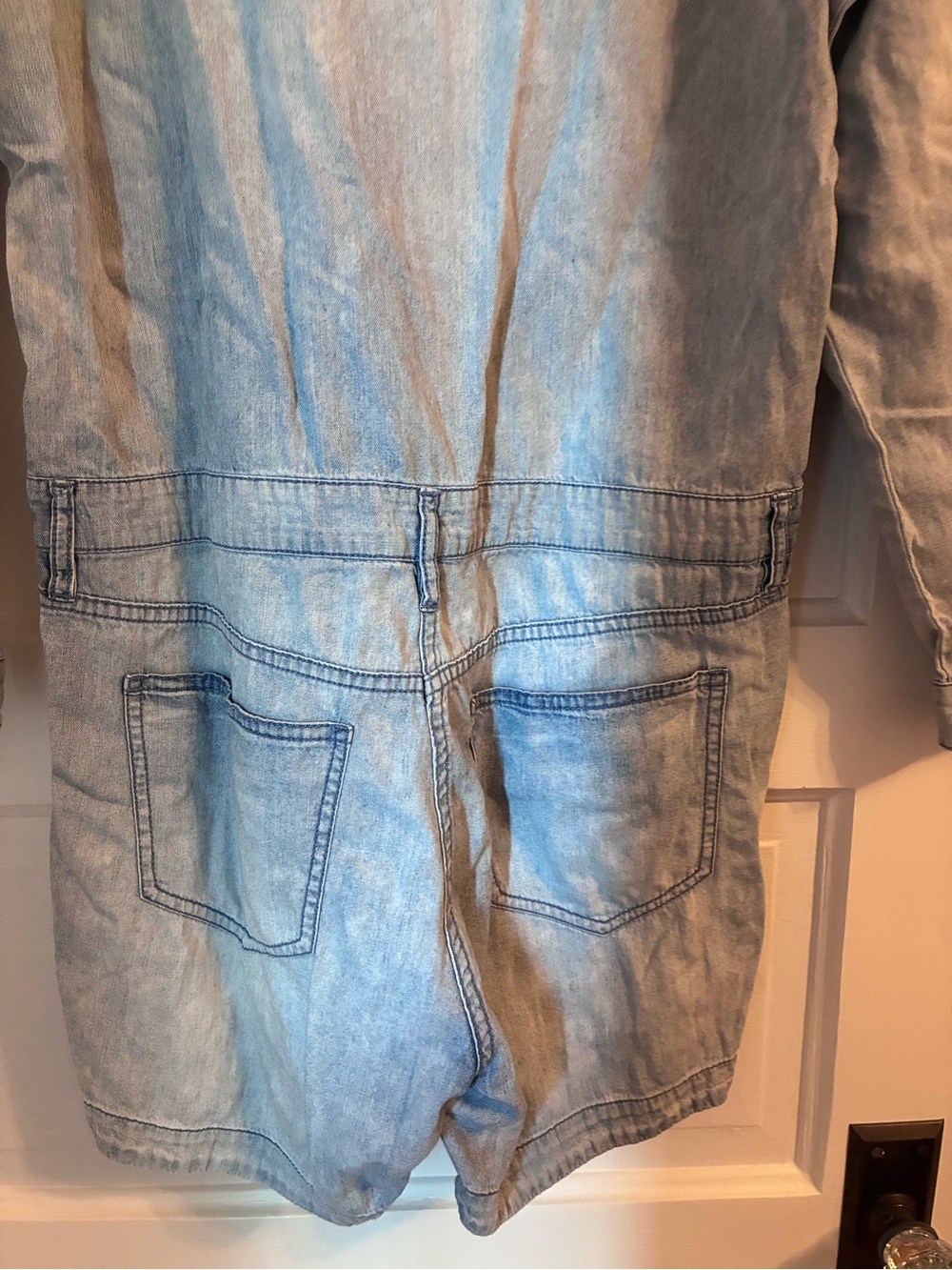 Madewell Chambray Pastime Romper Cotton Long Sleeve Jumpsuit Shorts Small - Picture 5 of 7